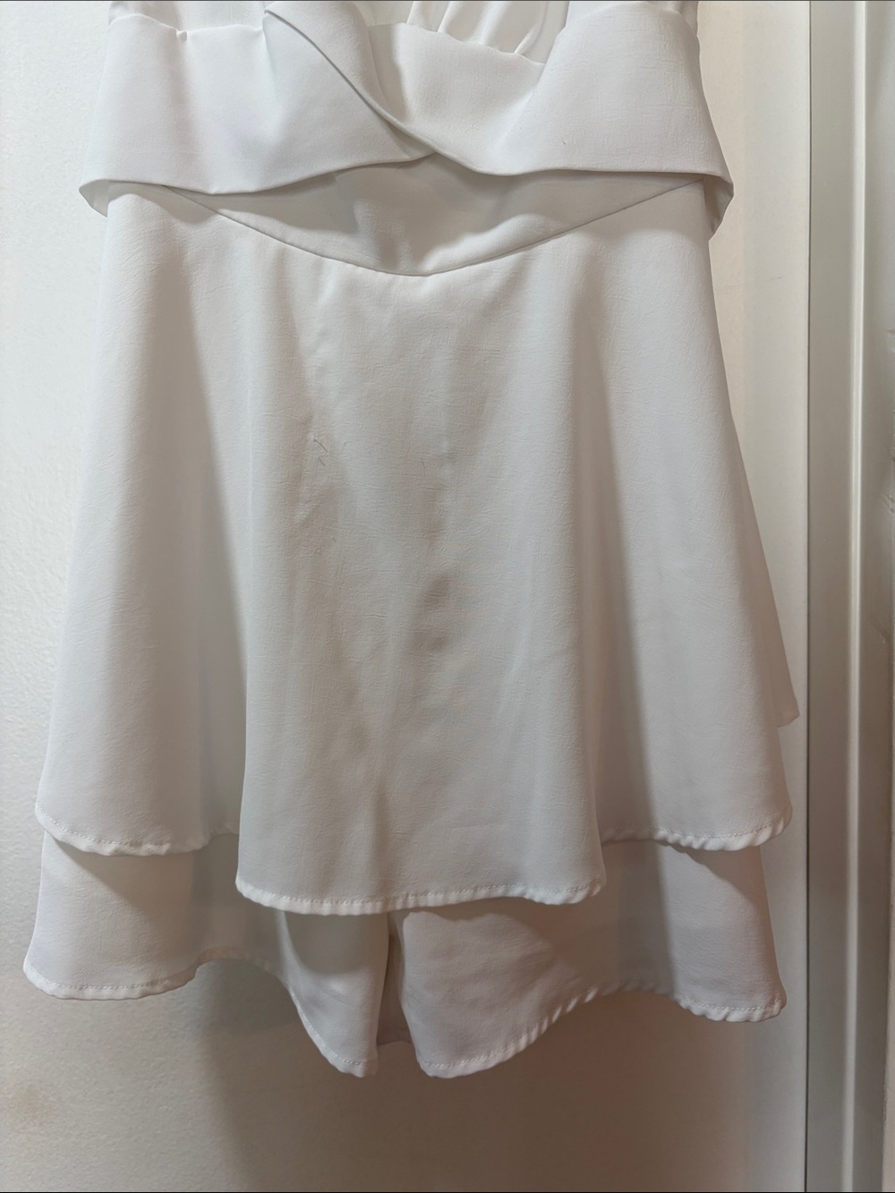 Ivory Ruffle V-Neck Mini Dress - Picture 3 of 16